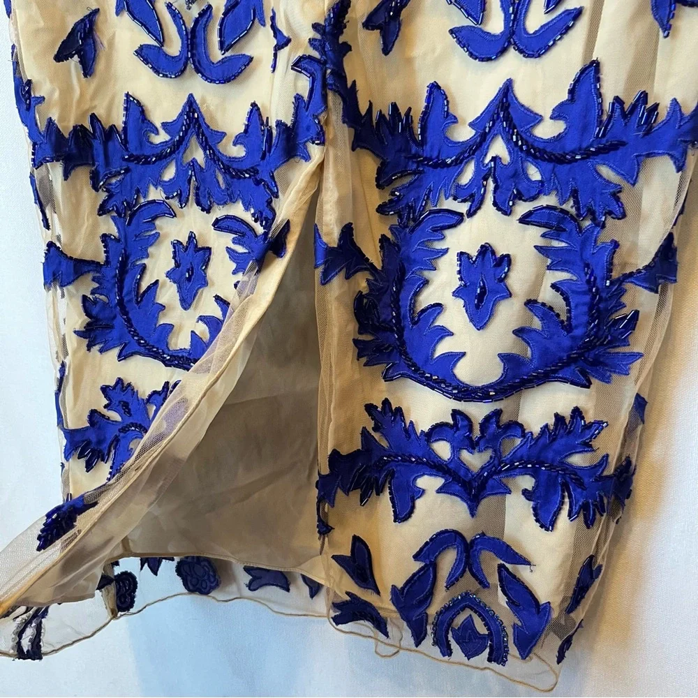Alice & Olivia Tamika beaded Cocktail dress 2 Blue Sleeveless Knee length - Picture 10 of 10
